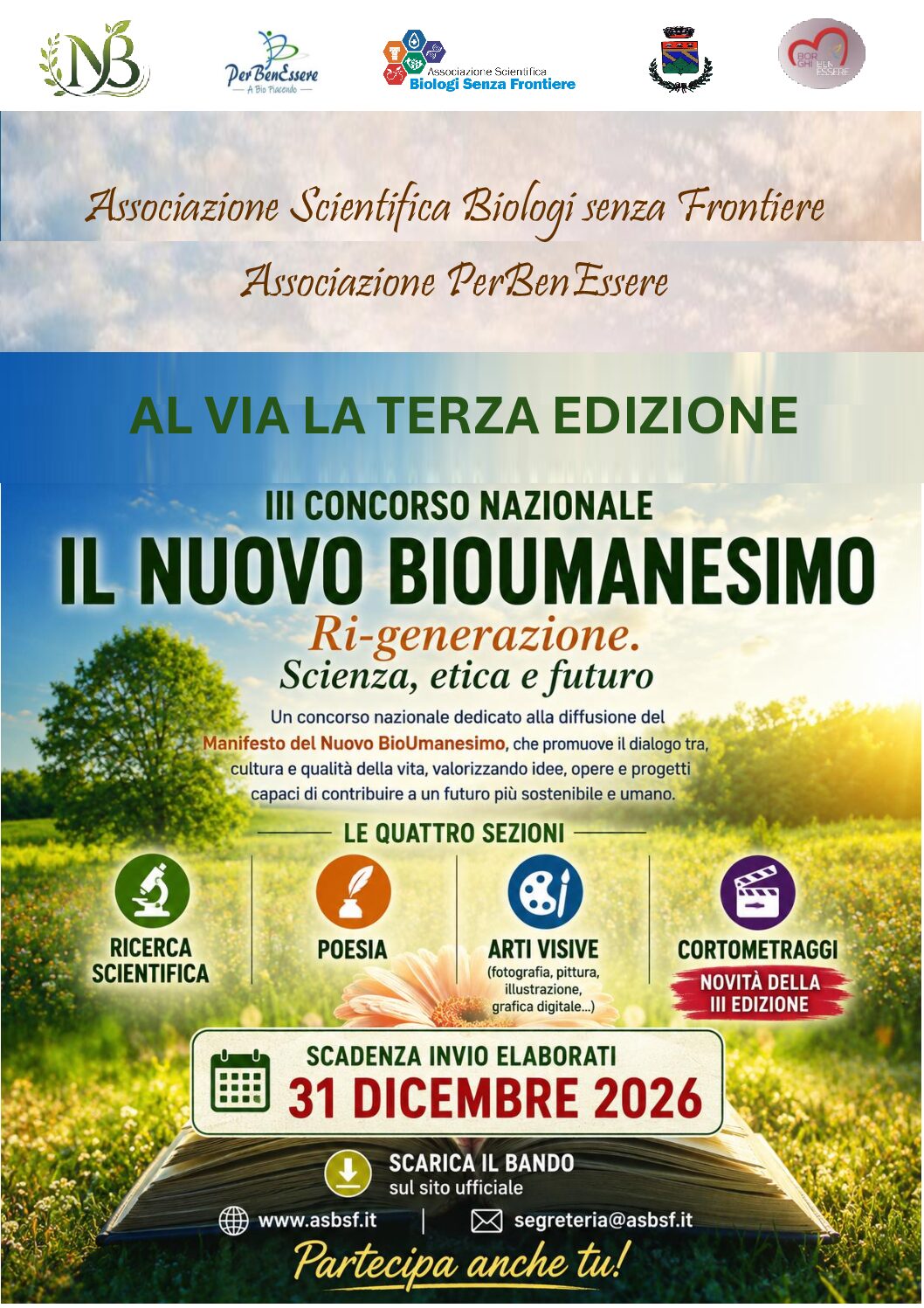 Locandina della terza edizione del Concorso Il Nuovo BioUmanesimo